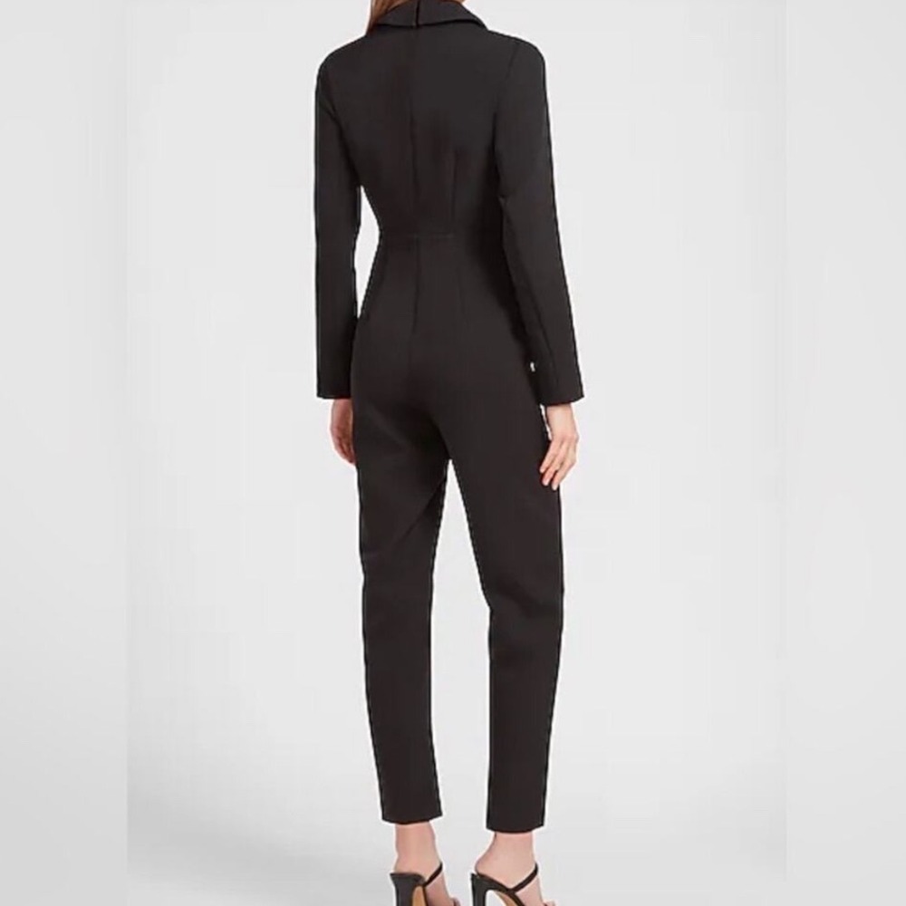 Express Black Long Sleeve Collared Jumpsuit Romper Pants Woman's Size 8 - Picture 7 of 7